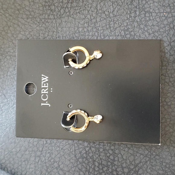 NWT J Crew Pavé Crystal Huggie Charm Earrings - Picture 6 of 7